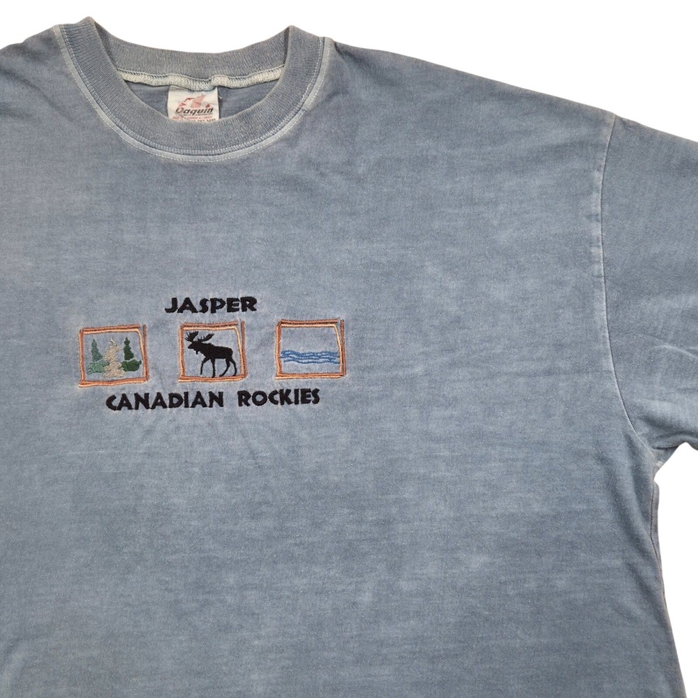 VTG Single Stitch Jasper Canadian‎ Rockies Embroidered Graphic T-Shirt Mens XL